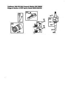 Crankshaft Diagram and Parts List for 98902-2228-E2  Briggs and Stratton Engine